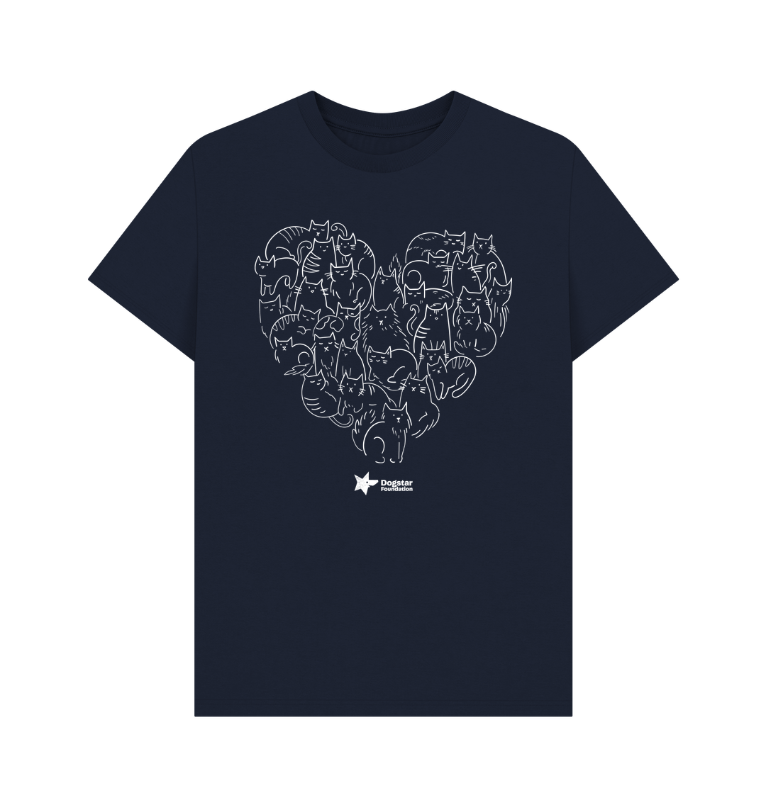 Navy Blue Cat Heart Men's T-Shirt