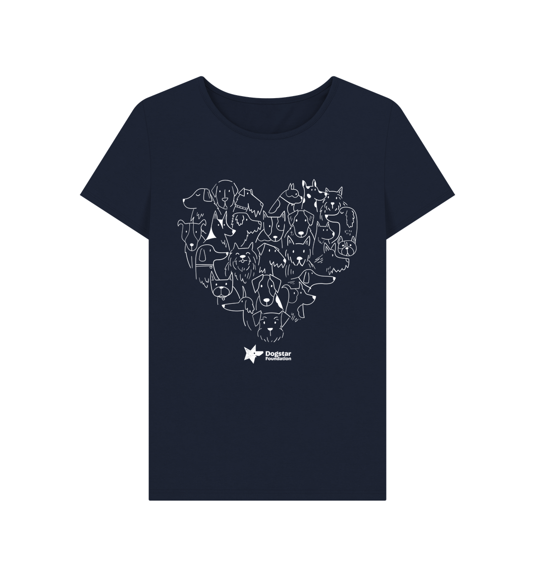 Navy Blue Dog Heart Women's T-Shirt