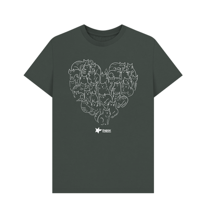 Dark Grey Cat Heart Men's T-Shirt