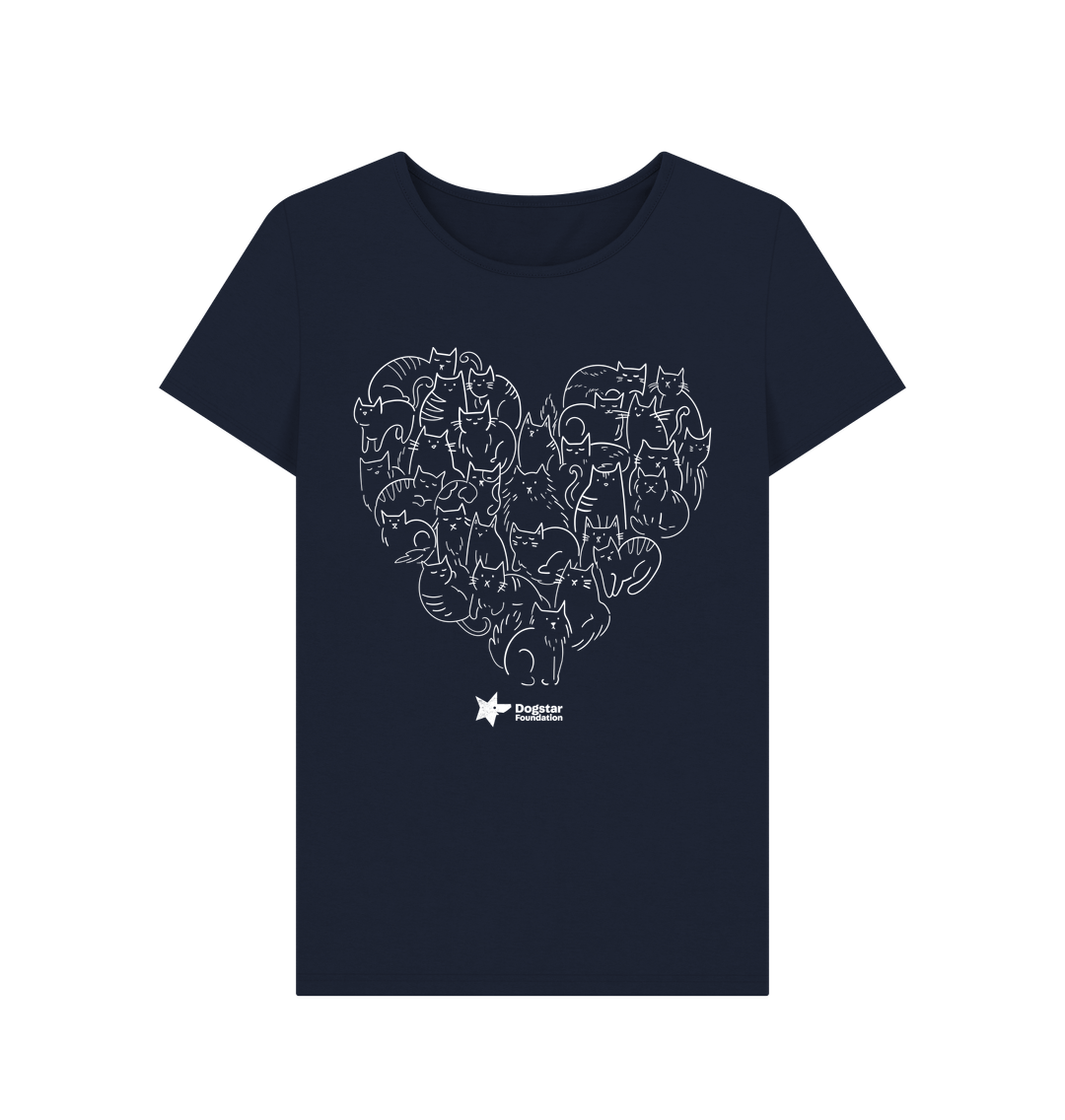 Navy Blue Cat Heart Women's T-Shirt