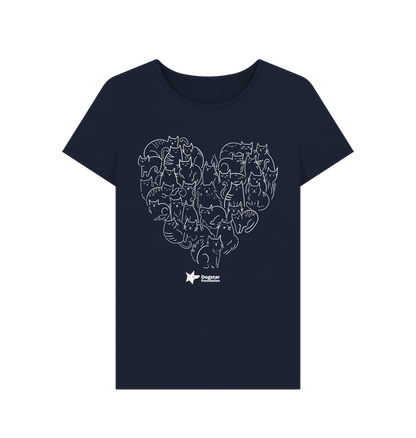 Navy Blue Cat Heart Women's T-Shirt