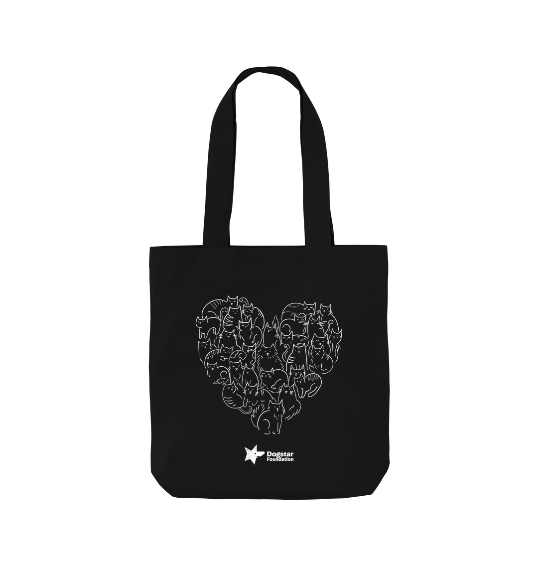 Black Cat Heart Cotton Tote Bag