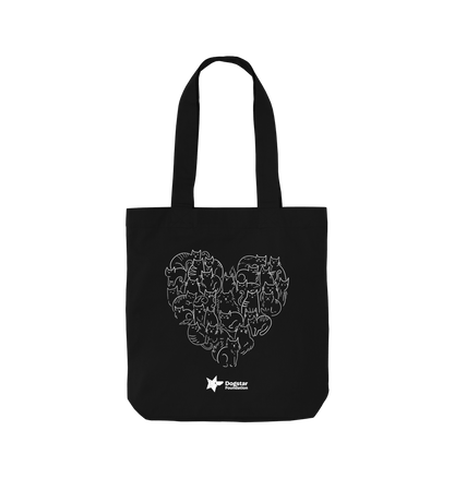 Black Cat Heart Cotton Tote Bag