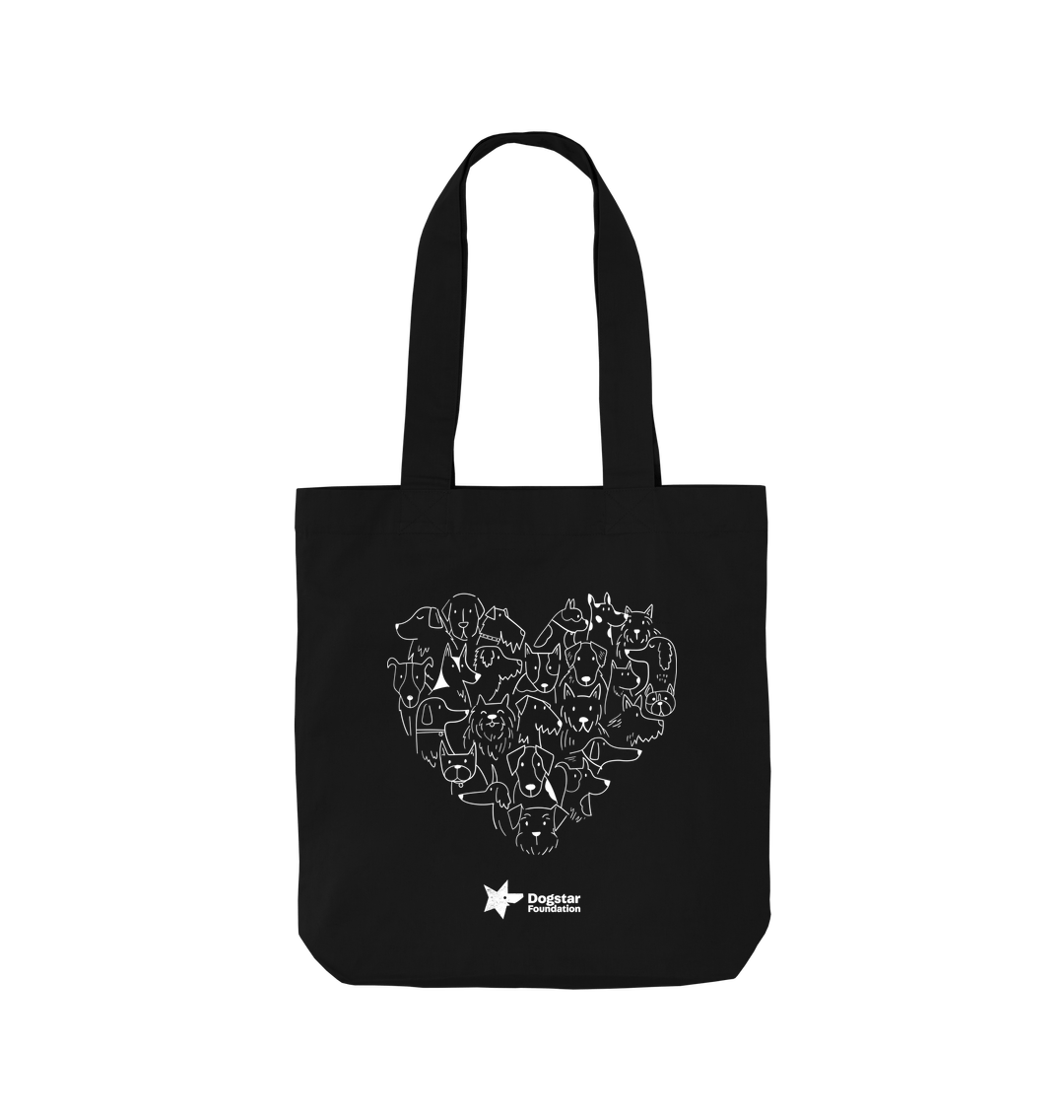 Black Dog Heart Cotton Tote Bag