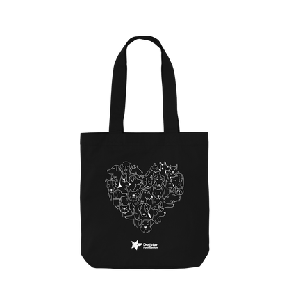 Black Dog Heart Cotton Tote Bag