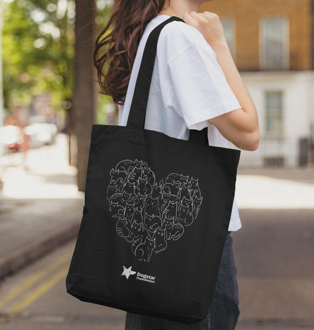 Cat Heart Cotton Tote Bag